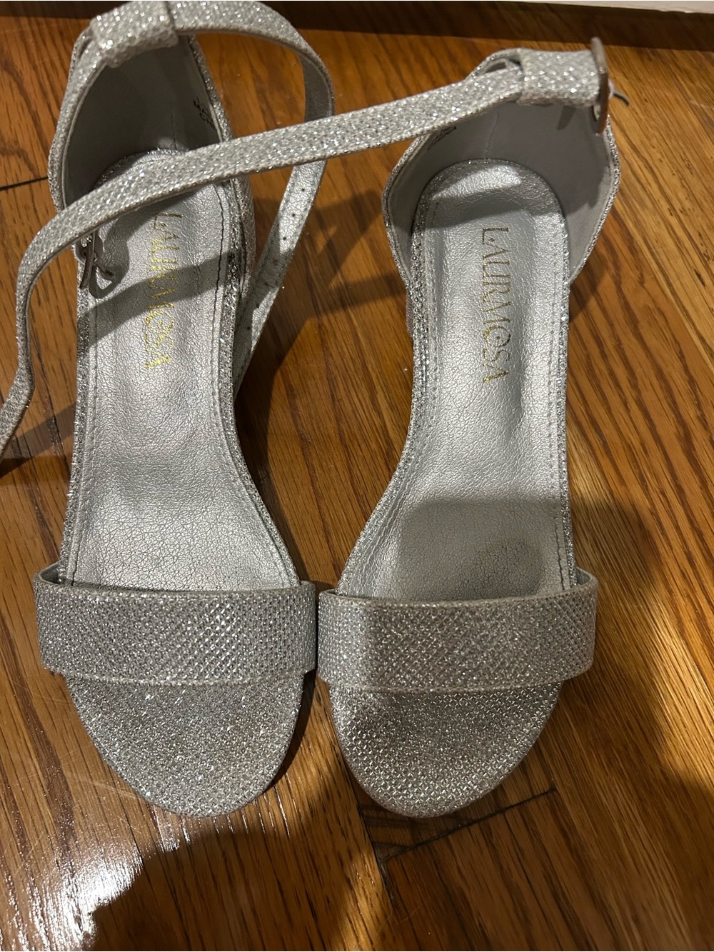 Unisa Silver Glitter Ankle-Strap Sandals